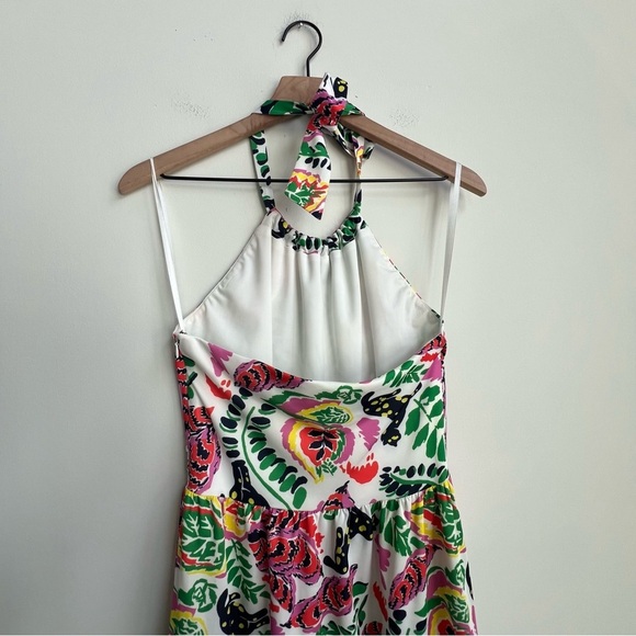 CK BRADLEY Mock Neck Halter Maxi Dress Puma Cat Floral Print tropical vibrant - Picture 14 of 16